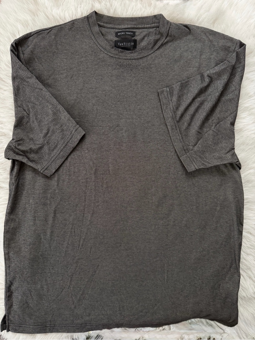Van Heusen Micro Touch Gray Crewneck Short Sleeve Shirt Mens XL NWOT